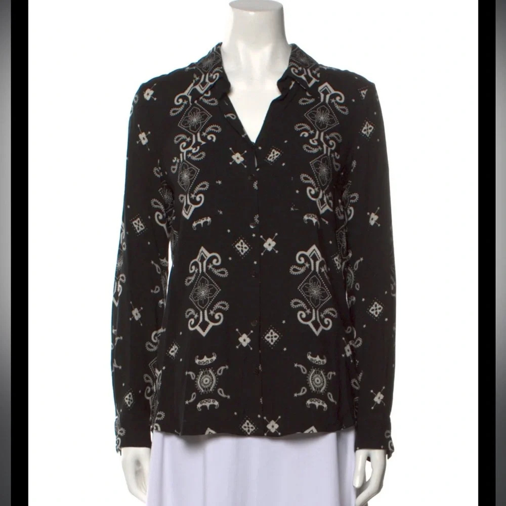 L’Agence Long Sleeve Button Up Collared Floral Western Patterned